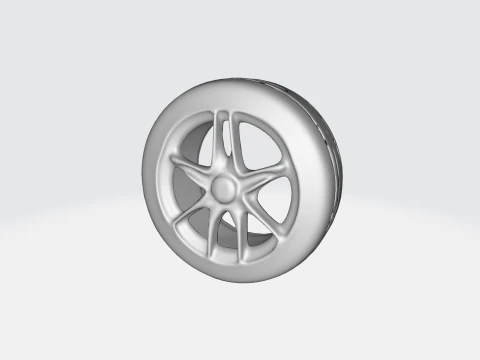 Realistic Car Tire and Alloy Wheel 3D Model