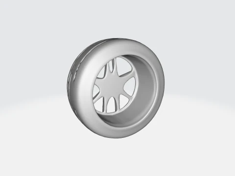 Realistic Car Tire and Alloy Wheel 3D Model