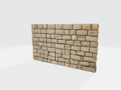 Realistic Stylized Stone Wall Medieval 3D Model