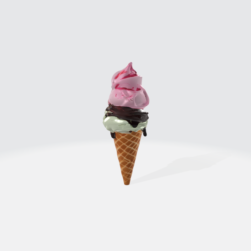 Ice Cream Cone Realistic Dessert with Toppings 3Dモデル .c4d .max .obj .3ds .fbx .stl .blend