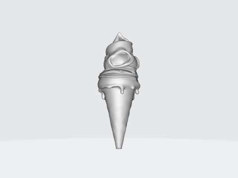 Ice Cream Cone Realistic Dessert with Toppings 3Dモデル
