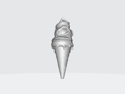 Ice Cream Cone Realistic Dessert with Toppings 3D Model