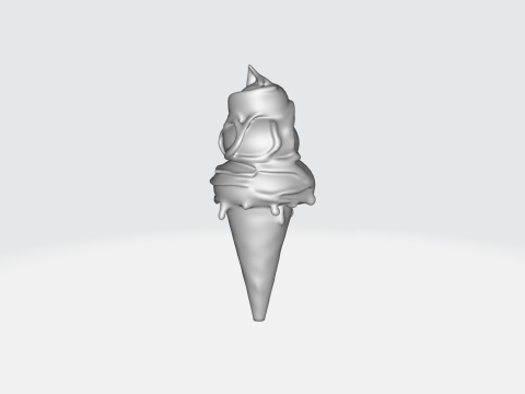 Ice Cream Cone Realistic Dessert with Toppings 3Dモデル