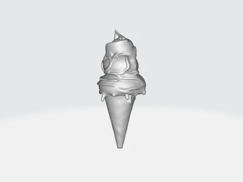 Ice Cream Cone Realistic Dessert with Toppings 3D Model
