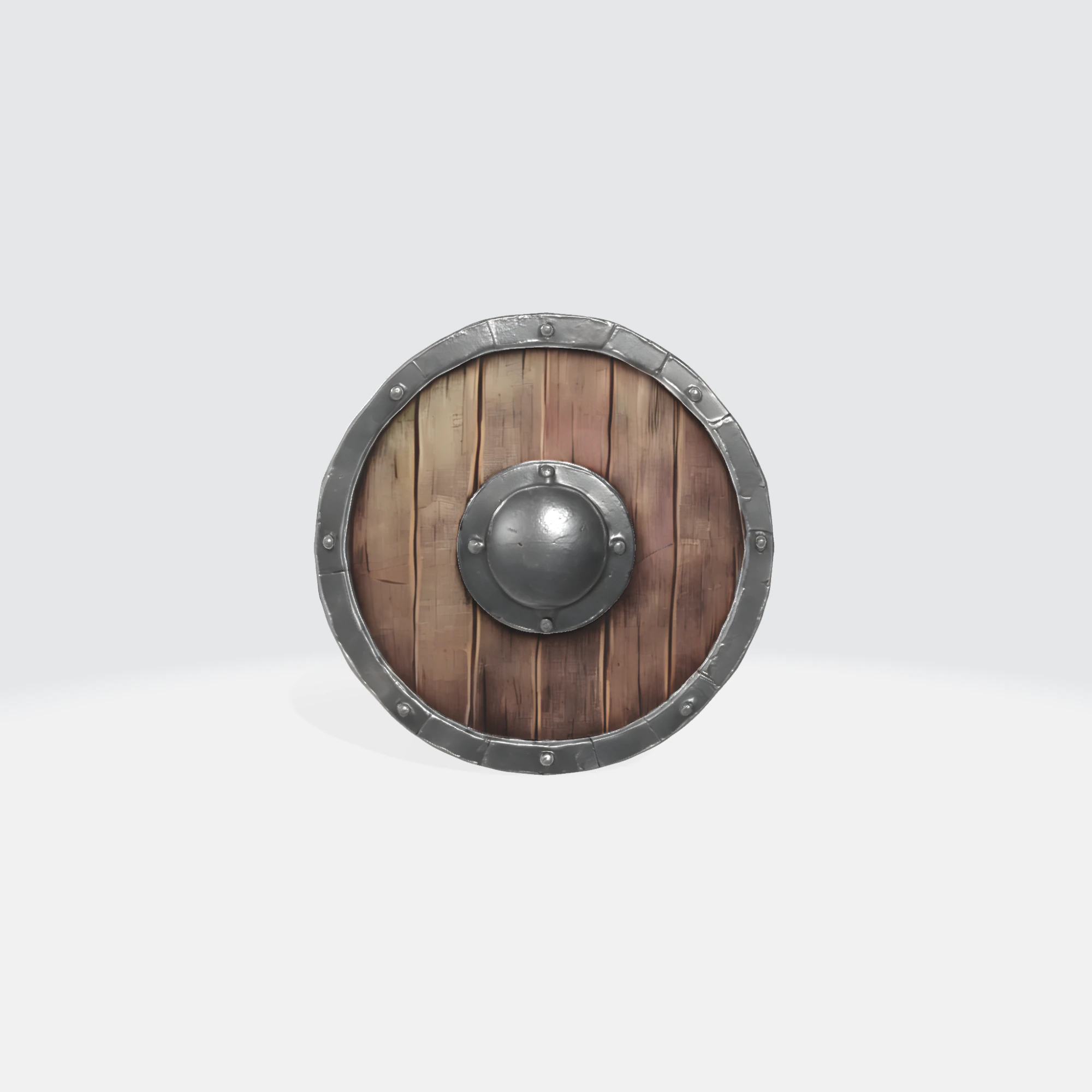 Viking Shield Medieval Wooden Round Shield with Iron Boss 3D Model .c4d .max .obj .3ds .fbx .stl .blend