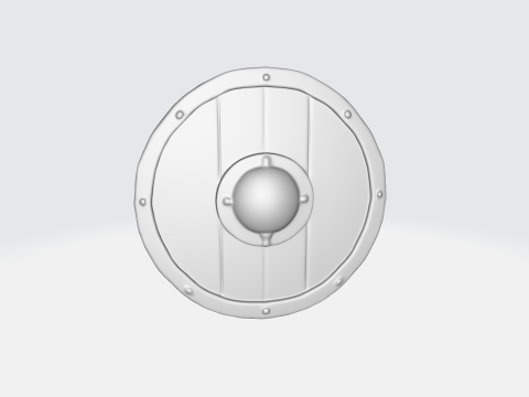 Viking Shield Medieval Wooden Round Shield with Iron Boss 3D Модель