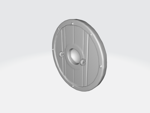 Viking Shield Medieval Wooden Round Shield with Iron Boss 3D Модель