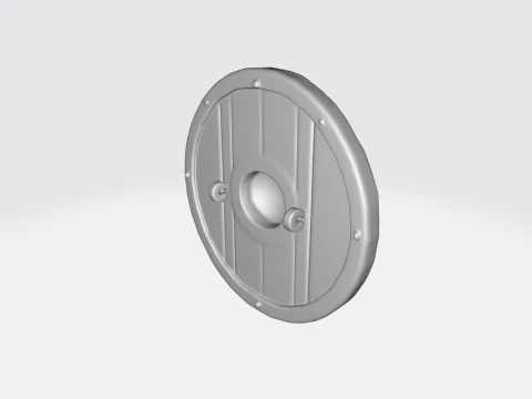 Viking Shield Medieval Wooden Round Shield with Iron Boss 3D Model