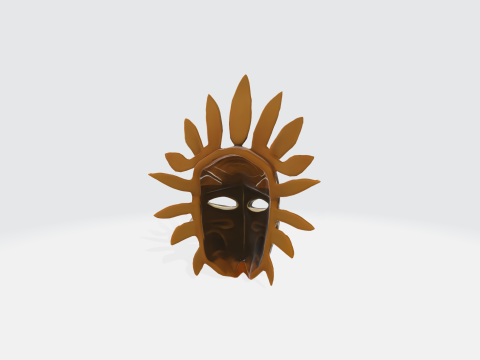 Tribal Mask Decorative Ceremonial Mask with Feathers Ethnic Face Sculpture Modelo 3D