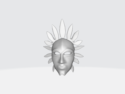 Tribal Mask Decorative Ceremonial Mask with Feathers Ethnic Face Sculpture Modelo 3D