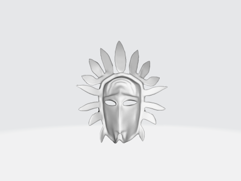 Tribal Mask Decorative Ceremonial Mask with Feathers Ethnic Face Sculpture Modelo 3D