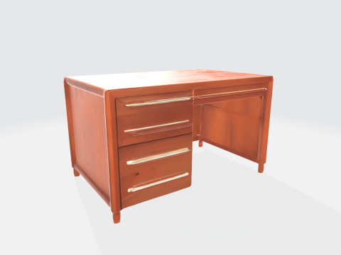 Classic Wooden Office Desk Modern Executive Furniture Asset 3D Model