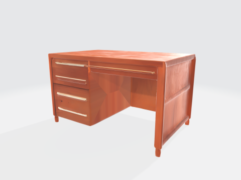 Classic Wooden Office Desk Modern Executive Furniture Asset 3D Model