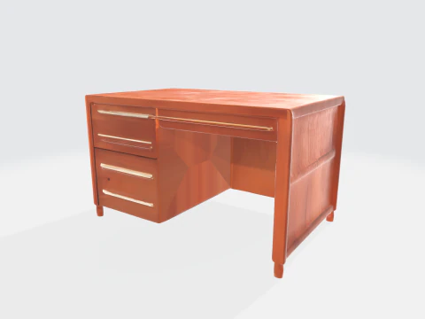Mesa de escrit&oacute;rio de madeira cl&aacute;ssica, ativo moderno de m&oacute;veis executivos Modelo 3D