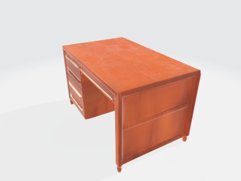 Classic Wooden Office Desk Modern Executive Furniture Asset 3D Model