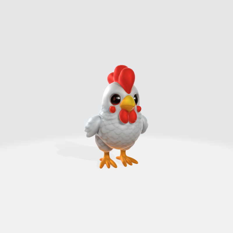 Cute Chicken - Cartoon Farm Animal Character Modèle 3D .c4d .max .obj .3ds .fbx .stl .blend