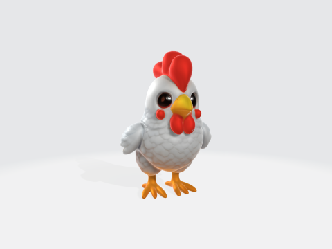 Cute Chicken - Cartoon Farm Animal Character 3D Model