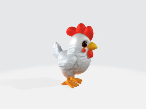 Cute Chicken - Cartoon Farm Animal Character 3D Model