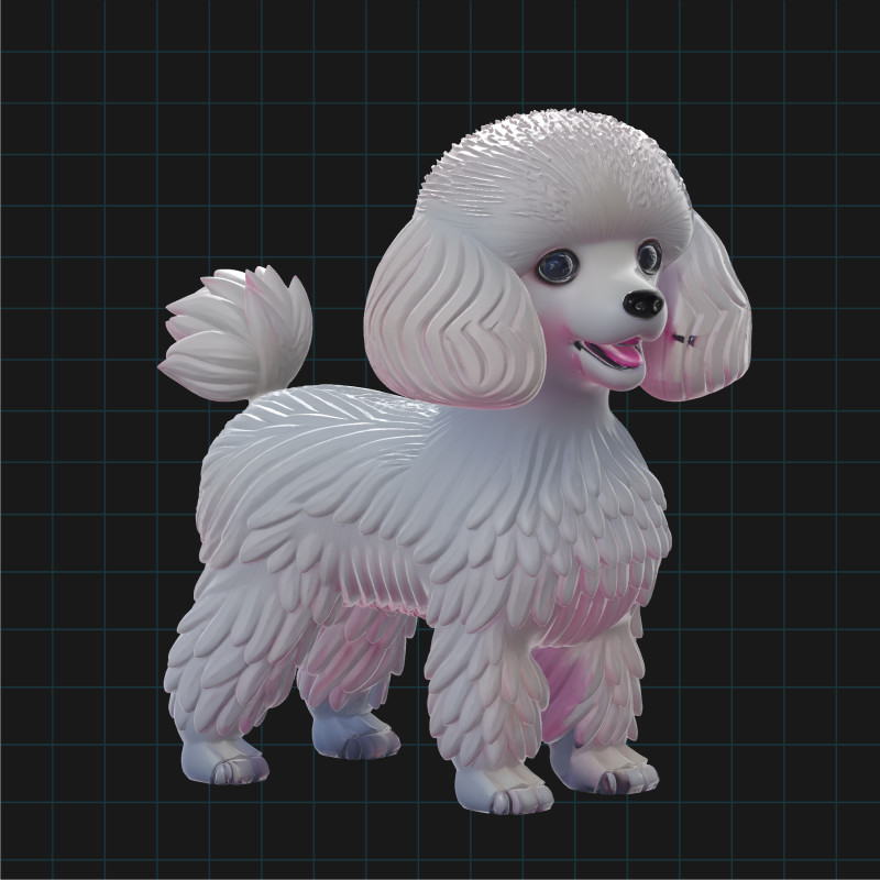 Realistic 3D Poodle Dog Model 3D 模型 .c4d .max .obj .3ds .fbx .stl .blend