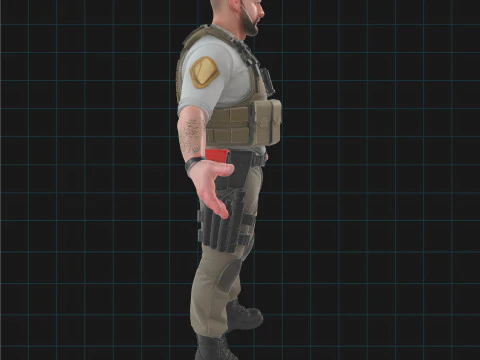 Tactical Soldier 3D Character Model Security Military Asset 3D Model