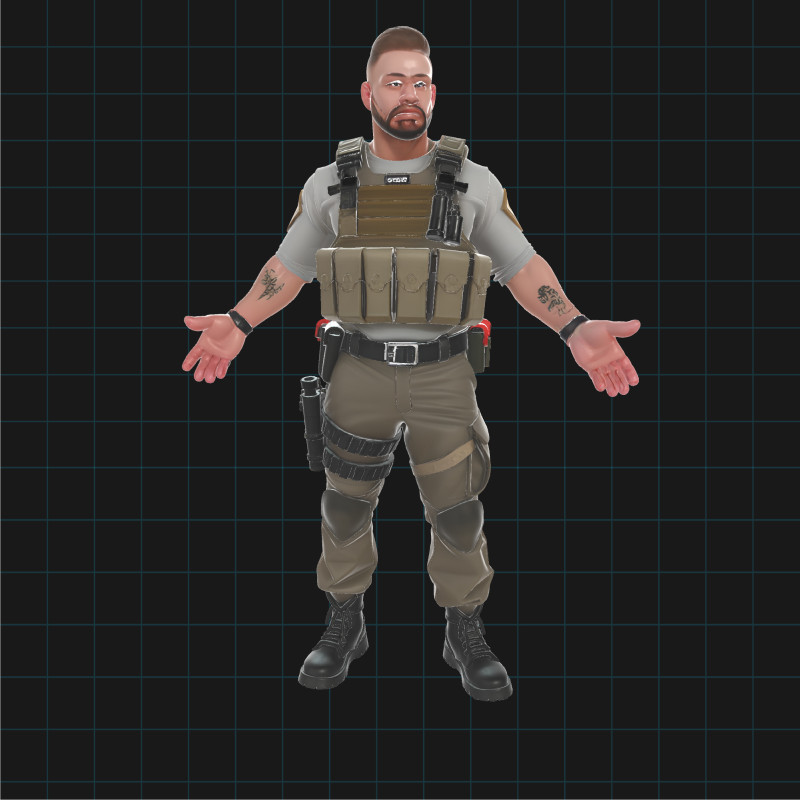 Tactical Soldier 3D Character Model Security Military Asset Modèle 3D .c4d .max .obj .3ds .fbx .stl .blend 