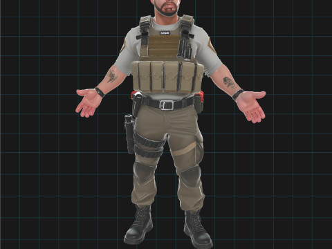 Tactical Soldier 3D Character Model Security Military Asset 3D Model