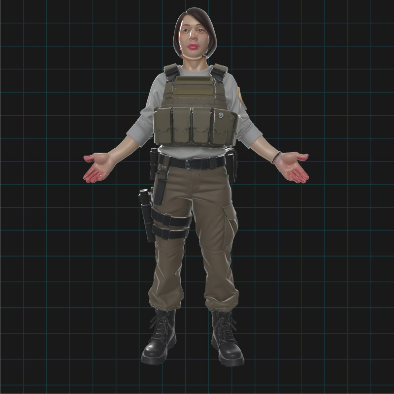 Female Tactical Soldier Realistic Military Character 3D Модель .c4d .max .obj .3ds .fbx .stl .blend