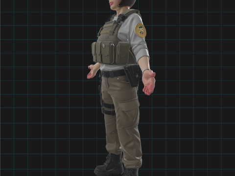 Female Tactical Soldier Realistic Military Character 3D Модель