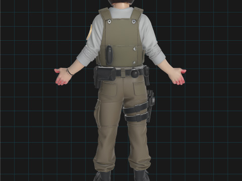Female Tactical Soldier Realistic Military Character 3D Модель