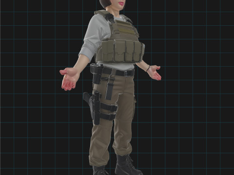 Female Tactical Soldier Realistic Military Character 3D Модель