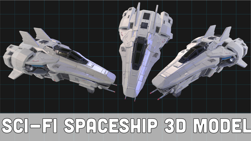 Sci-Fi Spaceship Futuristic Space Fighter Jet Model 3D .c4d .max .obj .3ds .fbx .stl .blend