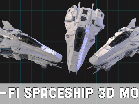 Sci-Fi Spaceship Futuristic Space Fighter Jet Modello 3D