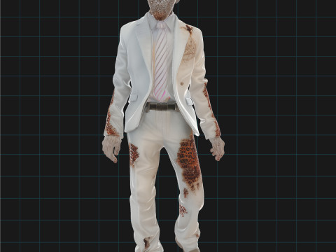 Zombie Businessman Character Creepy Undead Suit Man Horror Asset 3D मॉडल