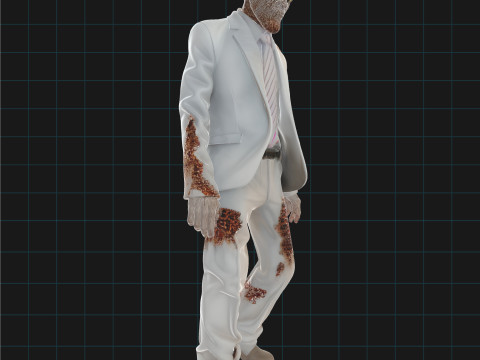 Zombie Businessman Character Creepy Undead Suit Man Horror Asset 3D मॉडल