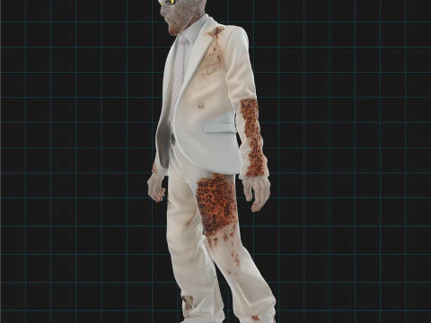 Zombie Businessman Personaggio Creepy Undead Suit Man Horror Asset Modello 3D