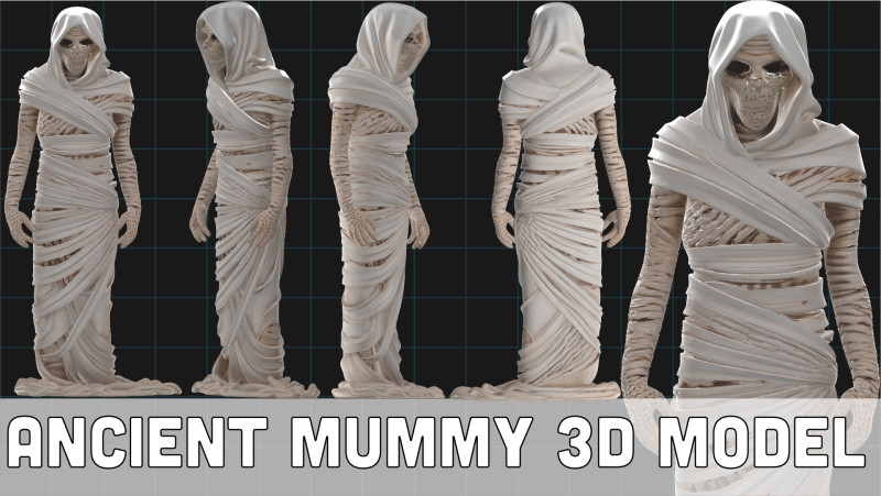 Ancient Mummy Character Undead Horror Asset Model 3D .c4d .max .obj .3ds .fbx .stl .blend