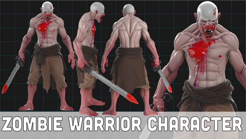 Zombie Warrior Character 3D मॉडल .c4d .max .obj .3ds .fbx .stl .blend