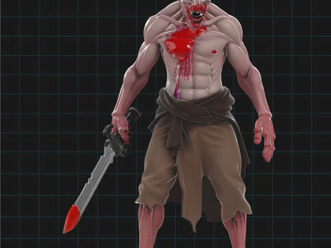 Zombie Warrior Character 3D Model
