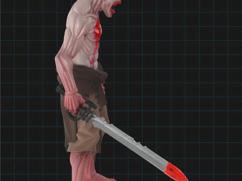 Zombie Warrior Character 3D Model