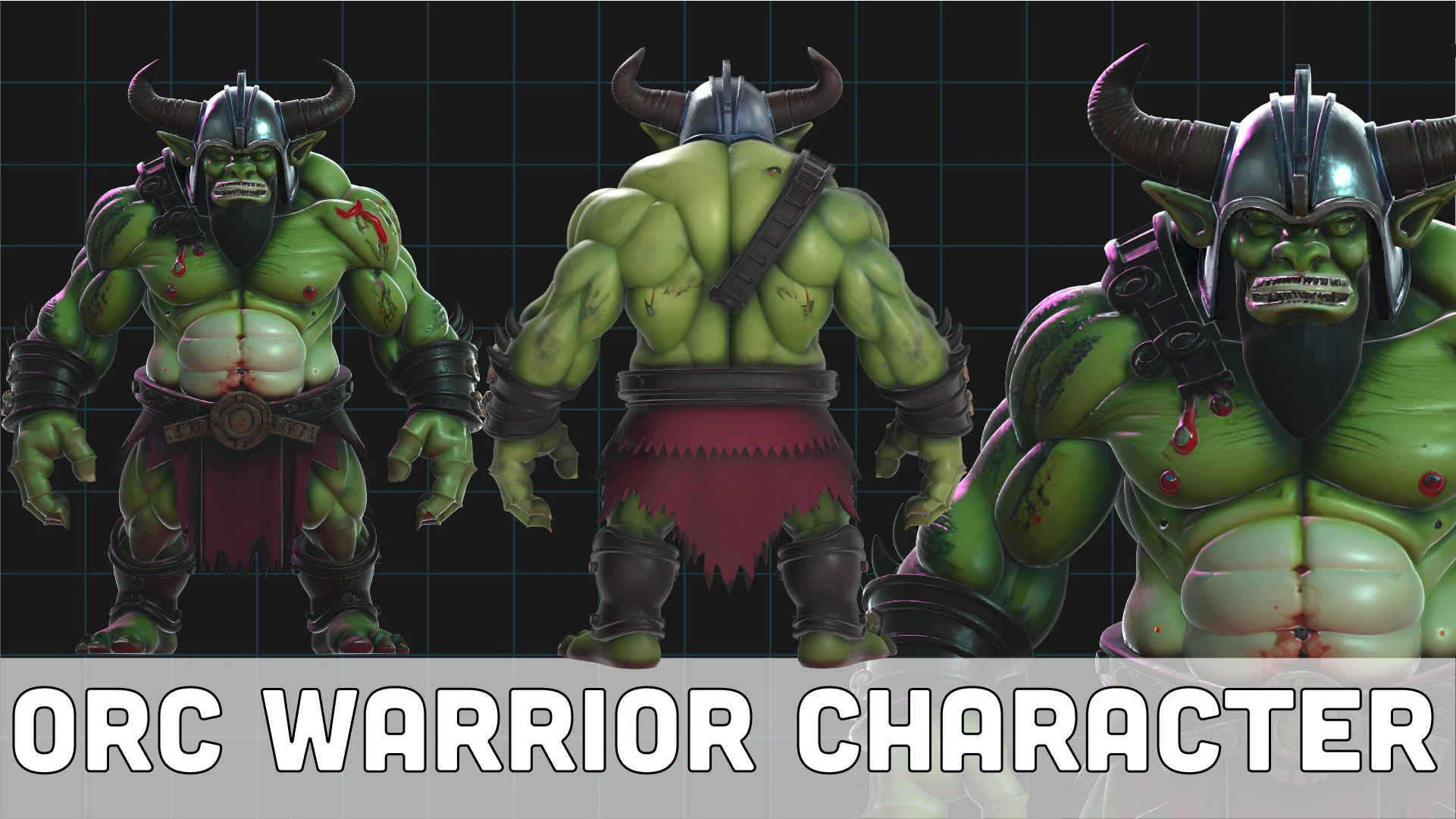 Orc Warrior Character Fantasy Creature 3D Model .c4d .max .obj .3ds .fbx .stl .blend 