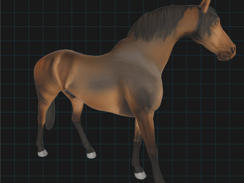 Realistic 3D Horse Model Stylized Brown Stallion Animal Asset 3D मॉडल