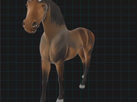 Realistic 3D Horse Model Stylized Brown Stallion Animal Asset 3D मॉडल