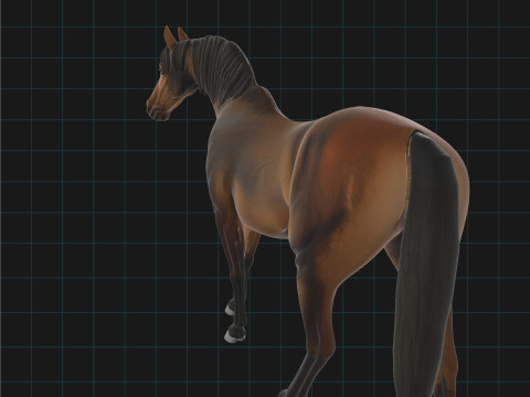 Realistic 3D Horse Model Stylized Brown Stallion Animal Asset 3D मॉडल