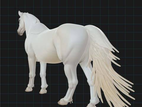 Realistic White Horse Animal Asset 3D Model