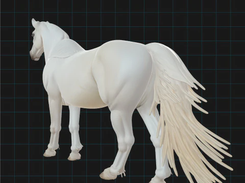 Realistic White Horse Animal Asset 3D Model