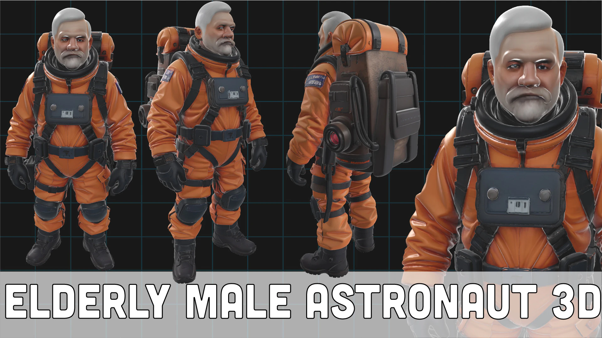 Realistic Elderly Male Astronaut 3D Character Space Suit Model 3D Model .c4d .max .obj .3ds .fbx .stl .blend