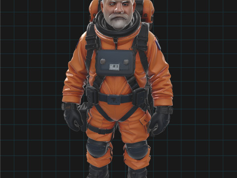 Realistic Elderly Male Astronaut 3D Character Space Suit Model 3Dモデル
