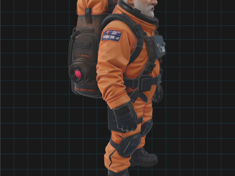 Realistic Elderly Male Astronaut 3D Character Space Suit Model 3Dモデル
