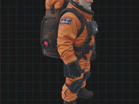 Realistic Elderly Male Astronaut 3D Character Space Suit Model 3D Model