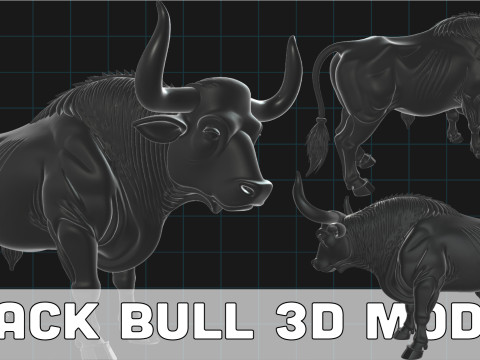 Black Bull Realistic Animal Sculpture 3D Модель